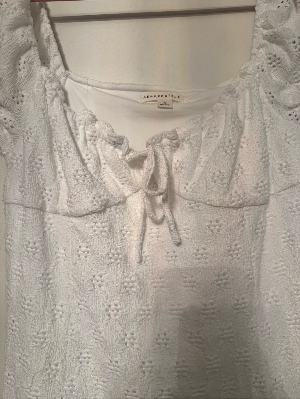 Aeropostale White Eyelet Peasant Dress